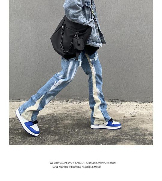 men's jeans jeans high street do old brush paint hand-painted stitching jeans men and women vibe wind straight loose micro flared pants, Blue
men's jeans jeans high street do old brush paint hand-painted stitching jeans men and women vibe wind straight loose micro flared pants, Blue