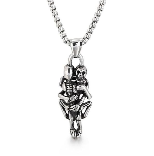 mens womens stainless steel vintage hugging skull skeleton pendant love gothic necklace rolo chain 3mm 24 inch4108479, Silver
mens womens stainless steel vintage hugging skull skeleton pendant love gothic necklace rolo chain 3mm 24 inch4108479, Silver