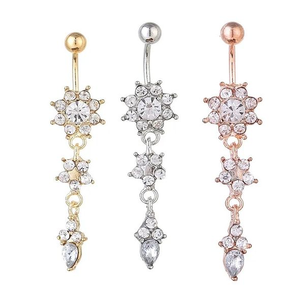 new fashion belly button rings for women piercing navel nail body jewelry flower pendant crystal girls body jewelry, Silver
new fashion belly button rings for women piercing navel nail body jewelry flower pendant crystal girls body jewelry, Silver