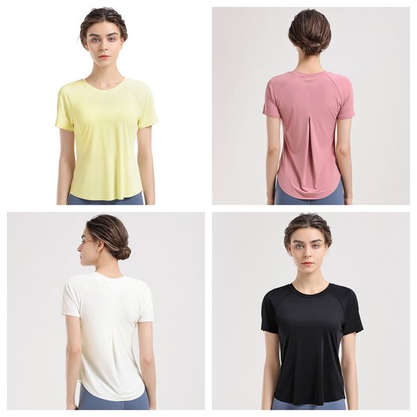 2023 new style short sleeve fitness solid sports t-shirt women's back pleat thin design loose yoga clothes casual wear, White;red
2023 new style short sleeve fitness solid sports t-shirt women's back pleat thin design loose yoga clothes casual wear, White;red