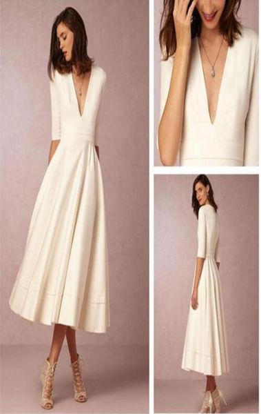 elegant tealength satin wedding dresses deep v neck a line white ivory 12 long sleeve wedding dress short bridal gowns vestidos 2714020
elegant tealength satin wedding dresses deep v neck a line white ivory 12 long sleeve wedding dress short bridal gowns vestidos 2714020