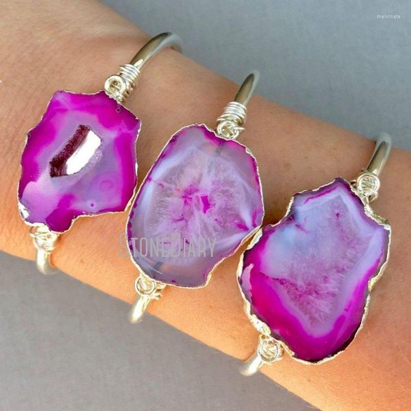 bangle bm27691 pink agate geode form adjustable cuff wire wrapped silver plated bracelet bridesmaid gift, Black
bangle bm27691 pink agate geode form adjustable cuff wire wrapped silver plated bracelet bridesmaid gift, Black