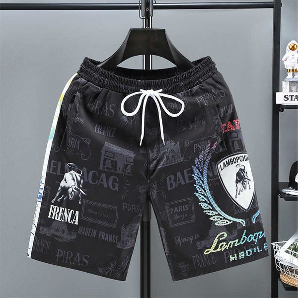 couple quick drying shorts men's summer printed beach pants thin pants men's casual capris, White;black
couple quick drying shorts men's summer printed beach pants thin pants men's casual capris, White;black