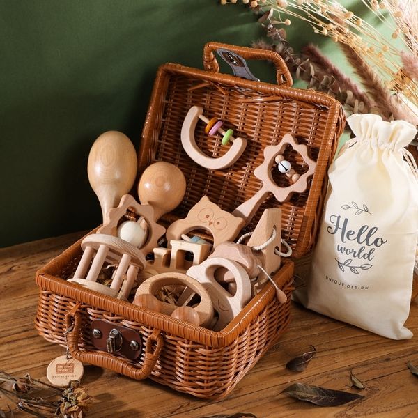 gift sets 8pc/12pc born baby wooden rattles set 0 12 months wooden baby rattles make sound sensory toys set gift teether montessori toy 2307
gift sets 8pc/12pc born baby wooden rattles set 0 12 months wooden baby rattles make sound sensory toys set gift teether montessori toy 2307