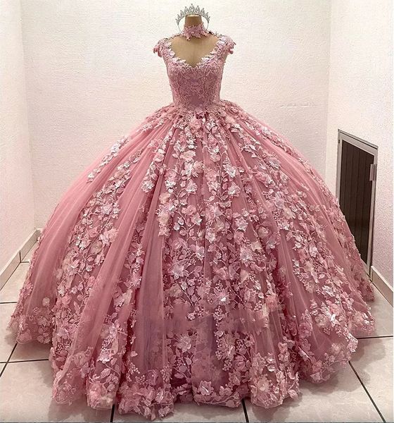 quinceanera dresses pink ball gown cap sleeve appliques 3d flora evening prom party gowns, Blue;red
quinceanera dresses pink ball gown cap sleeve appliques 3d flora evening prom party gowns, Blue;red