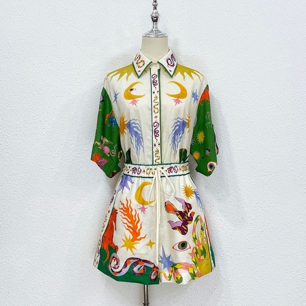 australian designer two-piece vacation style loose fitting casual slim linen printed short sleeved shirt with high waisted shorts set 7, White
australian designer two-piece vacation style loose fitting casual slim linen printed short sleeved shirt with high waisted shorts set 7, White