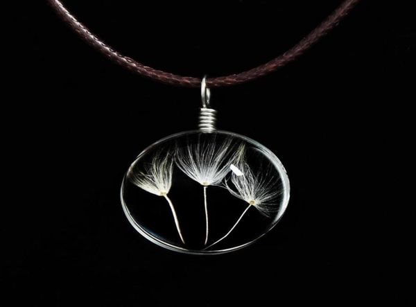 dandelion chokers necklaces crystal glass ball clover strip leather necklace long dried flowers locket pendant necklaces5283024, Silver 
dandelion chokers necklaces crystal glass ball clover strip leather necklace long dried flowers locket pendant necklaces5283024, Silver