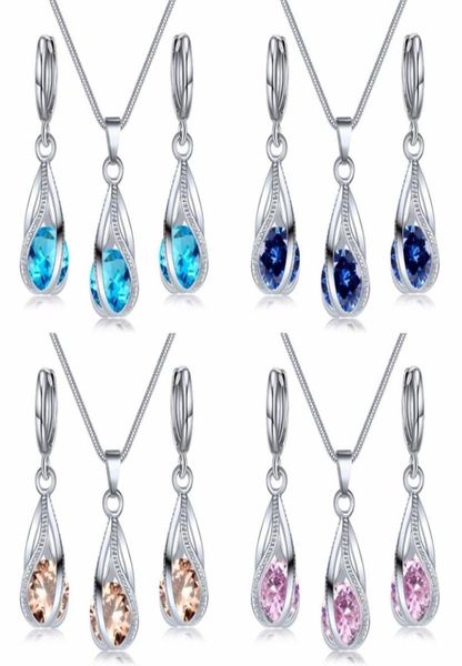 water drop jewelry set for women pendant necklace hoop earrings wedding party 5635 q25634365, Silver 
water drop jewelry set for women pendant necklace hoop earrings wedding party 5635 q25634365, Silver