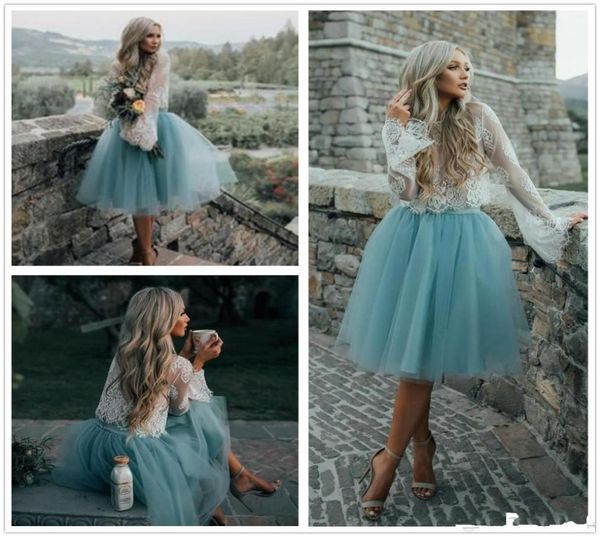 two piece lace tulle homecoming dress knelength long sleeves jewel elegant country cocktail party dress holiday dress1791962, Blue;pink
two piece lace tulle homecoming dress knelength long sleeves jewel elegant country cocktail party dress holiday dress1791962, Blue;pink