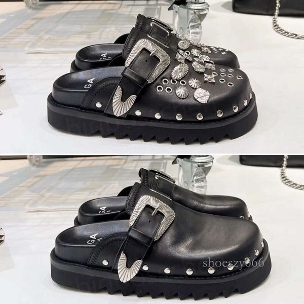 designer women's toga fashion thick bottom with buckles rivets metal pieces punk wind black flat sandals serrated casual wrap head
designer women's toga fashion thick bottom with buckles rivets metal pieces punk wind black flat sandals serrated casual wrap head