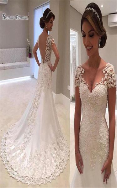 vintage lace mermaid wedding dress v neck short sleeves backless bridal gown vestido de noiva casamento mariag4665300, Black
vintage lace mermaid wedding dress v neck short sleeves backless bridal gown vestido de noiva casamento mariag4665300, Black
