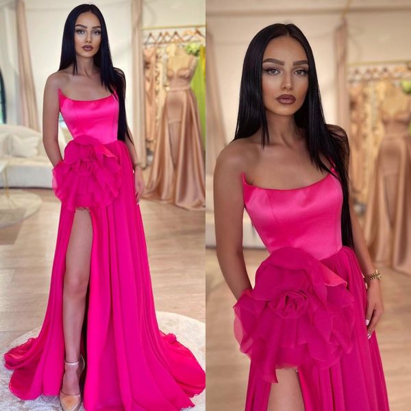 elegant a line rosy pink prom dresses strapless flower waist evening gowns pleats slit formal long special occasion party dress, Black
elegant a line rosy pink prom dresses strapless flower waist evening gowns pleats slit formal long special occasion party dress, Black