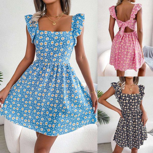 ins style spring summer backless lace up daisy print casual holiday dress womens clothing, Black;gray
ins style spring summer backless lace up daisy print casual holiday dress womens clothing, Black;gray
