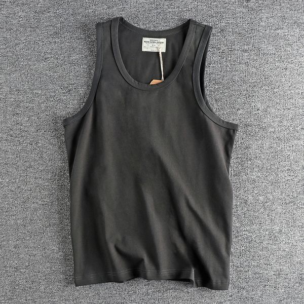 men' tank summer american retro sleeveless oneck soild color tshirt fashion 100 cotton washed old casual sports vest 230715, White;black
men' tank summer american retro sleeveless oneck soild color tshirt fashion 100 cotton washed old casual sports vest 230715, White;black