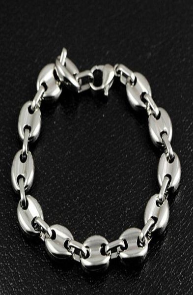 866 10mm wide shiny coffee beans link chain bracelet stainless steel silver for men5943341, Black
866 10mm wide shiny coffee beans link chain bracelet stainless steel silver for men5943341, Black