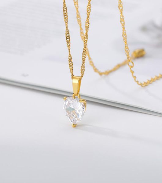 fashion heart necklace for women couple lovers gold stainless steel chain chocker female pendant necklaces cute zircon jewlery2308382, Silver
fashion heart necklace for women couple lovers gold stainless steel chain chocker female pendant necklaces cute zircon jewlery2308382, Silver