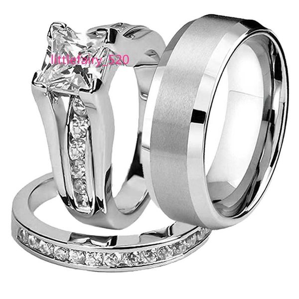 pendant necklaces luxury fashion diamond glossy three-piece proposal rings for woman men wedding rings couple set, Silver
pendant necklaces luxury fashion diamond glossy three-piece proposal rings for woman men wedding rings couple set, Silver