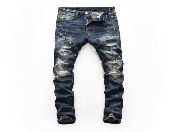 men039s jeans european style mens stretch men straight denim trousers slim paint printing blue hole zipper for 81329623598
men039s jeans european style mens stretch men straight denim trousers slim paint printing blue hole zipper for 81329623598