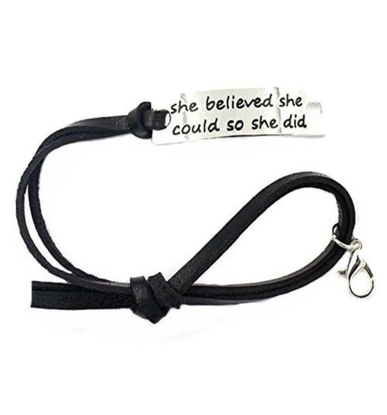 2018 letter bracelet she believed she could so she did black leather curved bracelet4753256, Golden;silver
2018 letter bracelet she believed she could so she did black leather curved bracelet4753256, Golden;silver
