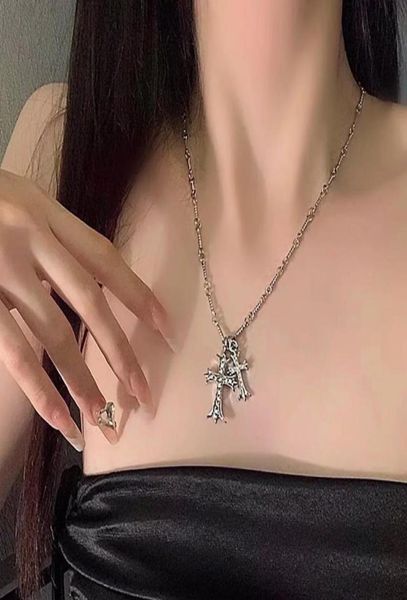 original design chrome necklace double cross female decoration light luxury minority highlevel accessories spice girl chain desig1972866, Silver 
original design chrome necklace double cross female decoration light luxury minority highlevel accessories spice girl chain desig1972866, Silver