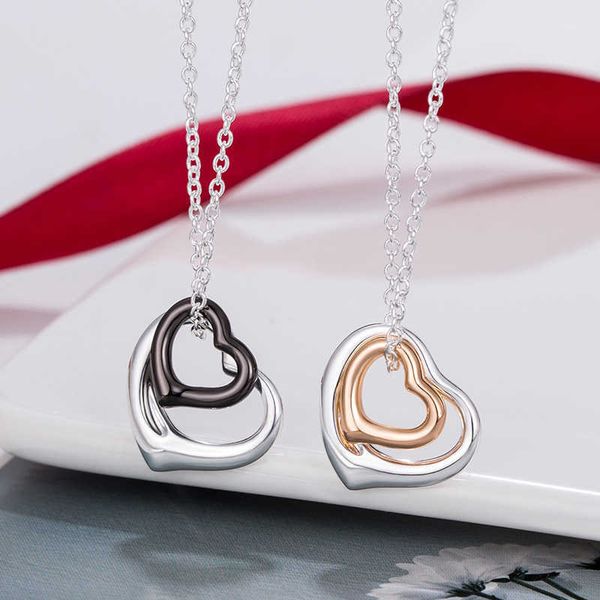original new tiffayffay 925 sterling silver heart lock pedicle love necklace women's high grade fashion simple two-color double-heart-s, Black
original new tiffayffay 925 sterling silver heart lock pedicle love necklace women's high grade fashion simple two-color double-heart-s, Black