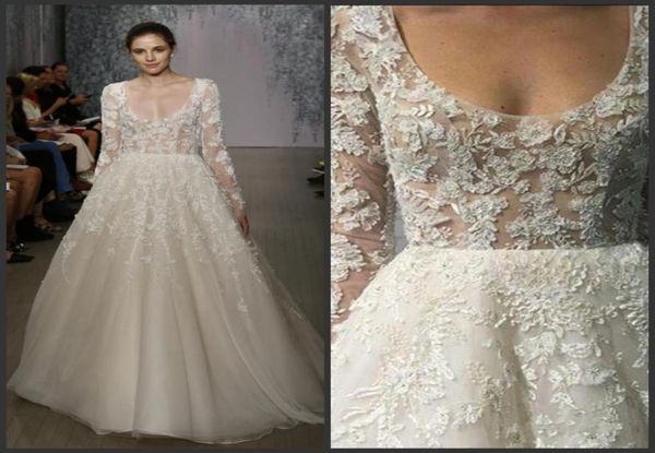 2020 new sheer lace wedding dresses with long sleeves monique lhuillier appliqued scoop neck tulle bridal gowns aline long dress 1323835, White
2020 new sheer lace wedding dresses with long sleeves monique lhuillier appliqued scoop neck tulle bridal gowns aline long dress 1323835, White