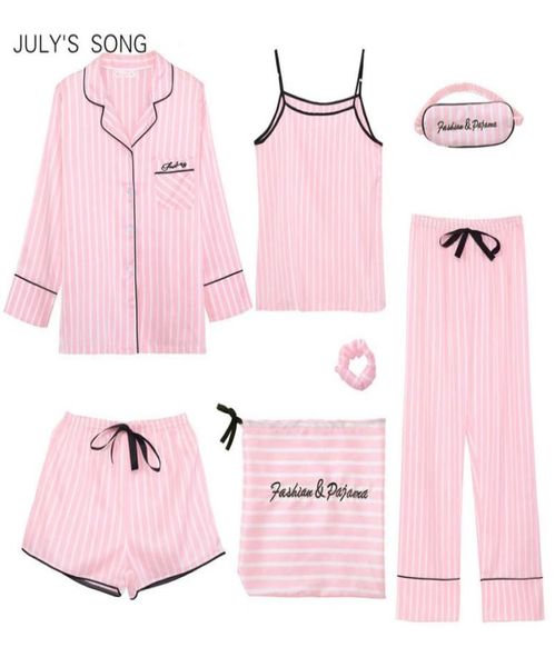 july039s song pink women039s 7 pieces pajamas sets emulation silk striped pajamas women sleepwear sets spring summer autumn 6837756, Black;red
july039s song pink women039s 7 pieces pajamas sets emulation silk striped pajamas women sleepwear sets spring summer autumn 6837756, Black;red