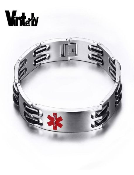 vinterly men alert id bracelet fashion jewelry rock punk black silicone stainless steel bangles for link chain4665043
vinterly men alert id bracelet fashion jewelry rock punk black silicone stainless steel bangles for link chain4665043