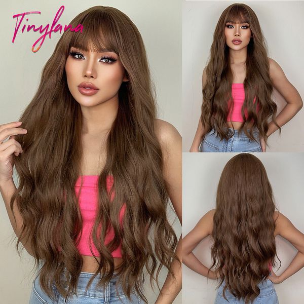 synthetic wigs long wavy copper brown synthetic hair wig with bangs for black women dark brown body wave cosplay natural heat resistant hair
synthetic wigs long wavy copper brown synthetic hair wig with bangs for black women dark brown body wave cosplay natural heat resistant hair
