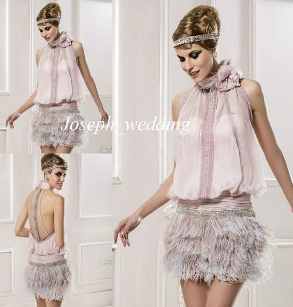 real sample pictures romatic mini short lady cocktail dresses halter beaded backless pink feather exotic3085082, Black
real sample pictures romatic mini short lady cocktail dresses halter beaded backless pink feather exotic3085082, Black