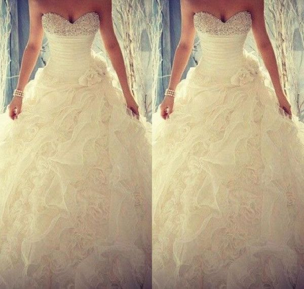 2015 spring beaded crystals wedding dresses flouncing ruffles handmade flower organza wedding gowns sweetheart ball gown elegant b5907041, White
2015 spring beaded crystals wedding dresses flouncing ruffles handmade flower organza wedding gowns sweetheart ball gown elegant b5907041, White