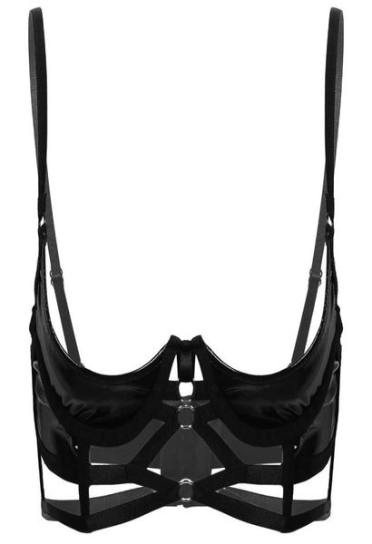 bras womens wet look patent leather open breasted lingerie spaghetti shoulder straps quarter cup strappy underwired bra 5987068, Red;black
bras womens wet look patent leather open breasted lingerie spaghetti shoulder straps quarter cup strappy underwired bra 5987068, Red;black