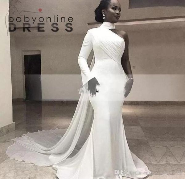 african white high neck satin mermaid evening dresses one shoulder ruched sweep train with wrap formal party red carpet prom gowns1345805, Black;red
african white high neck satin mermaid evening dresses one shoulder ruched sweep train with wrap formal party red carpet prom gowns1345805, Black;red