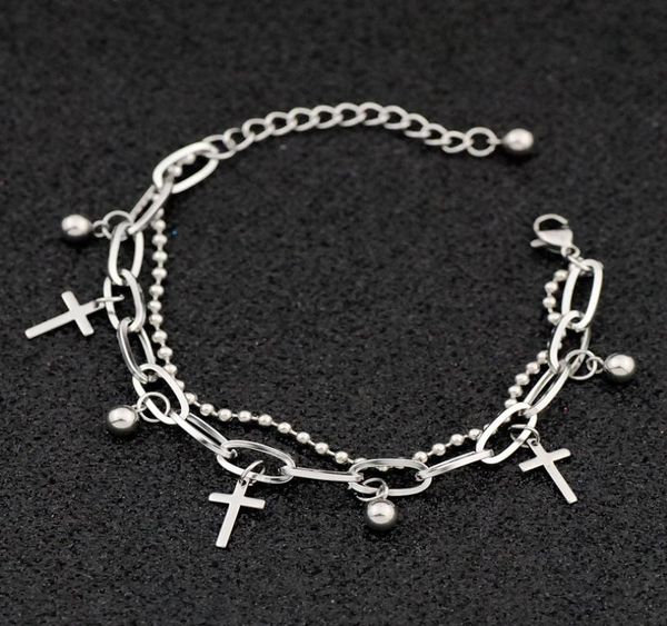 gothic hip hop metal cross pendant charm stainless steel bracelet for women female beads 2 layering linked chain bracelets cool je9229073, Golden;silver
gothic hip hop metal cross pendant charm stainless steel bracelet for women female beads 2 layering linked chain bracelets cool je9229073, Golden;silver