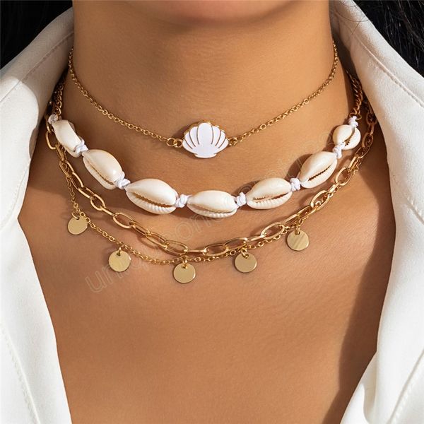 4pcs/set vintage sequin pendant shell clavicle chain necklace for women summer wedding boho choker jewelry gift y2k accessories, Silver
4pcs/set vintage sequin pendant shell clavicle chain necklace for women summer wedding boho choker jewelry gift y2k accessories, Silver