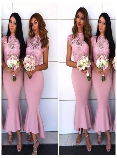 new mermaid baby pink bridesmaid dresses jewel lace applique illusion cap sleeves high low tea length satin for wedding maid of ho6273271, White;pink
new mermaid baby pink bridesmaid dresses jewel lace applique illusion cap sleeves high low tea length satin for wedding maid of ho6273271, White;pink
