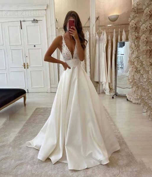 spaghetti a line lace wedding dress bridal gowns with pockets v neck appliques sweep trian backless vestidos de novia8360301, White
spaghetti a line lace wedding dress bridal gowns with pockets v neck appliques sweep trian backless vestidos de novia8360301, White
