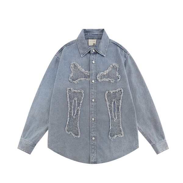 men blue denim coat streetwear hip hop embroidery skull bones patch long sleeve button jeans jacket harajuku punk loose blouses shirts, White;black
men blue denim coat streetwear hip hop embroidery skull bones patch long sleeve button jeans jacket harajuku punk loose blouses shirts, White;black