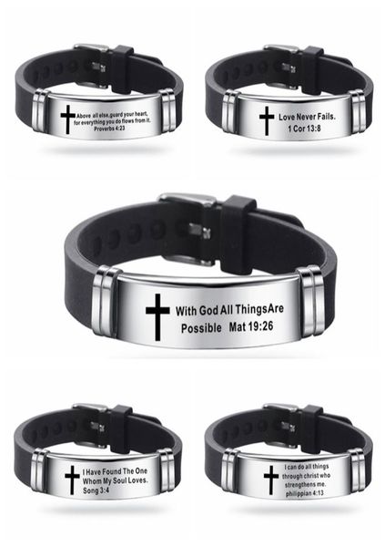 trendy cross jesus scripture quote bracelet christian bible verse inspiring faith stainless steel bracelets silicone wristband1665973, Golden;silver
trendy cross jesus scripture quote bracelet christian bible verse inspiring faith stainless steel bracelets silicone wristband1665973, Golden;silver
