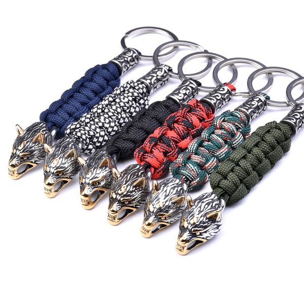 classic design viking style wolf head pendant keychain hand-knitted key chain for gift, Silver
classic design viking style wolf head pendant keychain hand-knitted key chain for gift, Silver