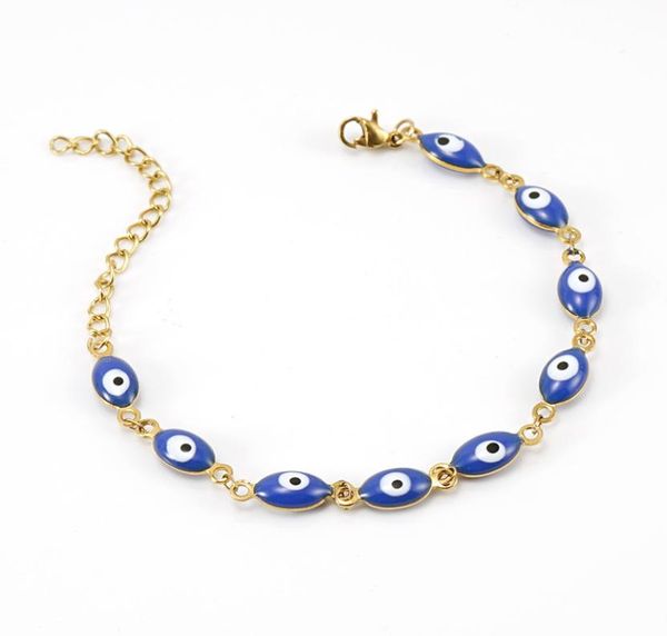 western new trendy gold plated stainless steel chain colorful oval evil eye beads bracelet jewelry for women gift9443414, Black
western new trendy gold plated stainless steel chain colorful oval evil eye beads bracelet jewelry for women gift9443414, Black