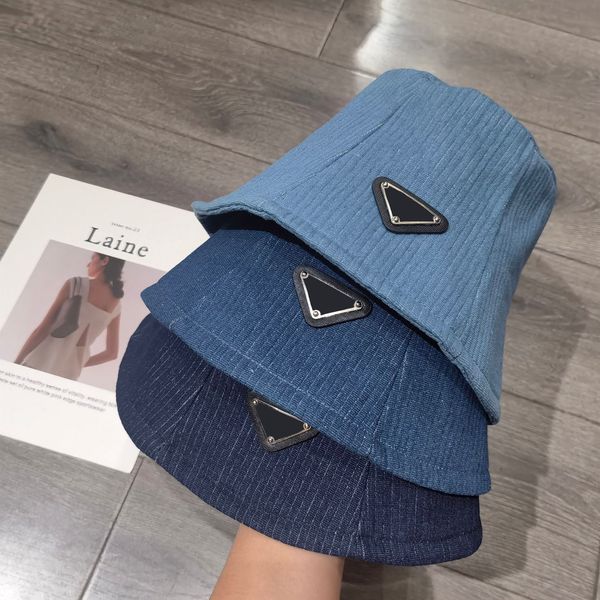 women summer shade designer bucket hat outdoor vacation travel metal triangle letter print 3 colors wide brim hats, Blue;gray
women summer shade designer bucket hat outdoor vacation travel metal triangle letter print 3 colors wide brim hats, Blue;gray