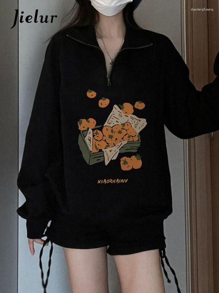 women's hoodies loose black polo neck pullovers printing chic zipper casual simple fashion female sweatshirt office lady
women's hoodies loose black polo neck pullovers printing chic zipper casual simple fashion female sweatshirt office lady