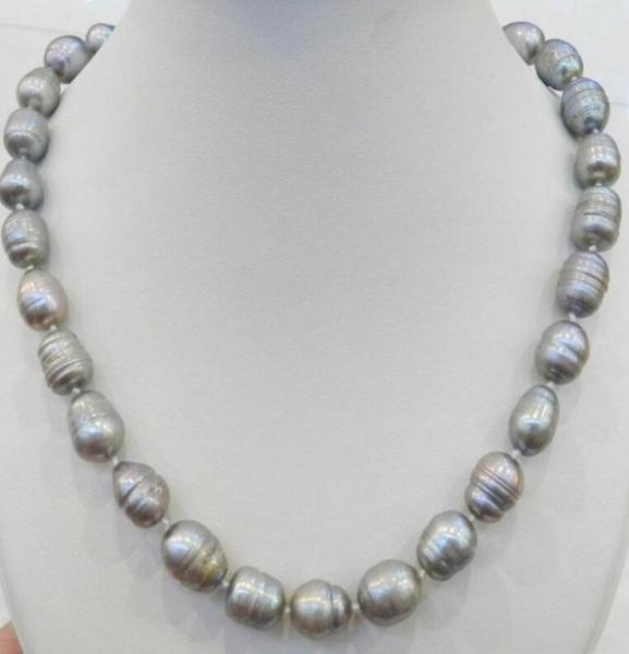 18quot1112 mm round tahitian black green pearl necklace0127725125, Silver