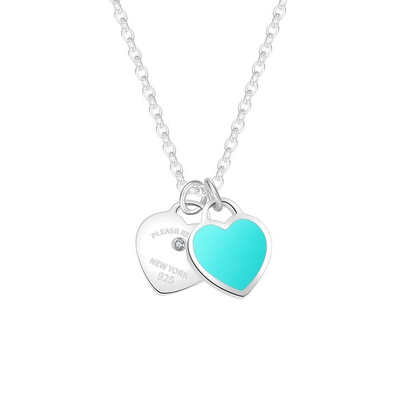 high version tiffay double heart necklace women's 925 silver fashion simple pendant, Black
high version tiffay double heart necklace women's 925 silver fashion simple pendant, Black