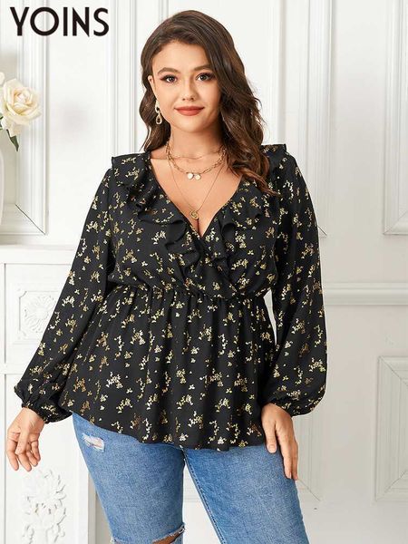 women's plus size t-shirt yoins plus size women blouses autumn long sleeve shirts v neck ruffle trim fashion tunic casual tee blusas 4, Black
women's plus size t-shirt yoins plus size women blouses autumn long sleeve shirts v neck ruffle trim fashion tunic casual tee blusas 4, Black