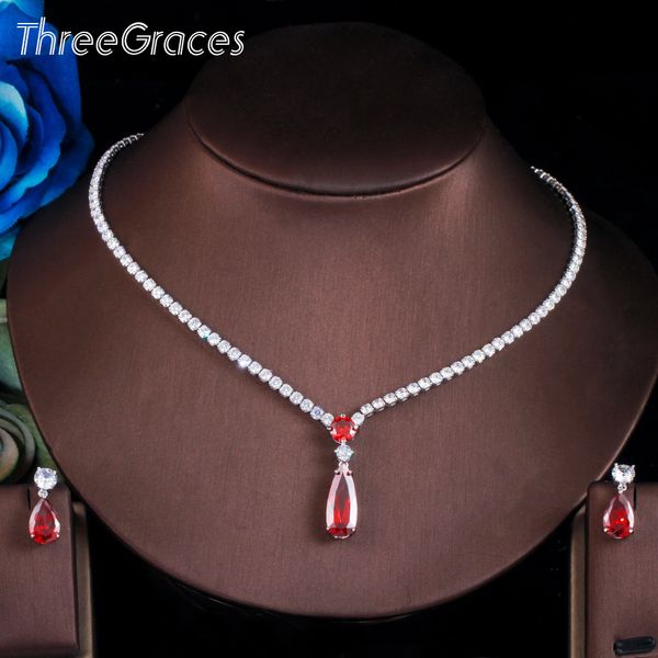 wedding jewelry sets threegraces fashion waterdrop shape red cz crystal dangle earrings necklace for women party accessories tz603 230717, Slivery;golden
wedding jewelry sets threegraces fashion waterdrop shape red cz crystal dangle earrings necklace for women party accessories tz603 230717, Slivery;golden