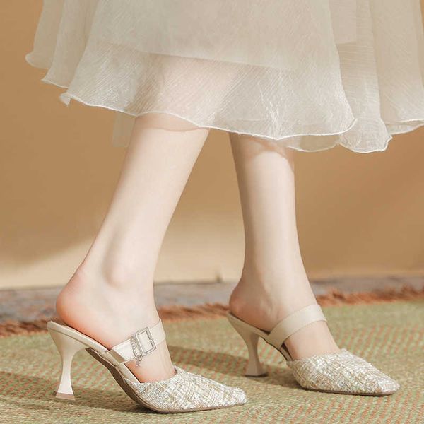 sandals woven square toe high-heeled sandals women's spring and summer new one-line belt half women's shoes 230626, Black
sandals woven square toe high-heeled sandals women's spring and summer new one-line belt half women's shoes 230626, Black