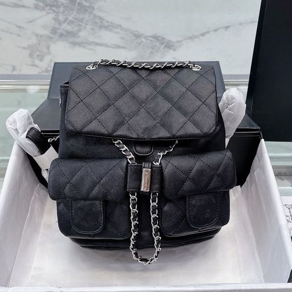classical luxury designer backpack black practical caviar calfskin quilted chain strap shoulder bags square lattice real leather gold button
classical luxury designer backpack black practical caviar calfskin quilted chain strap shoulder bags square lattice real leather gold button