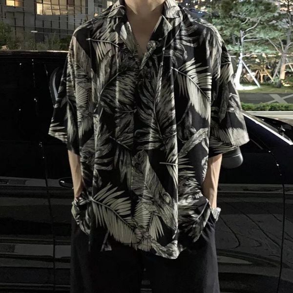 men's t shirts fashion lapel short sleeve thin shirts men loose summer tropical leaves printed hawaiian shirt streetwear camisas y blus, White;black
men's t shirts fashion lapel short sleeve thin shirts men loose summer tropical leaves printed hawaiian shirt streetwear camisas y blus, White;black